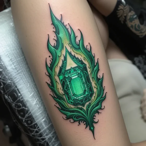 Emerald Flame Tattoo