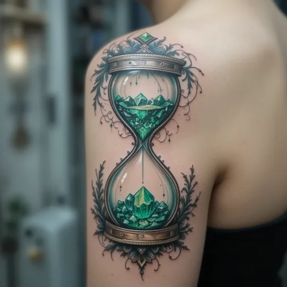 Emerald Hourglass Tattoo