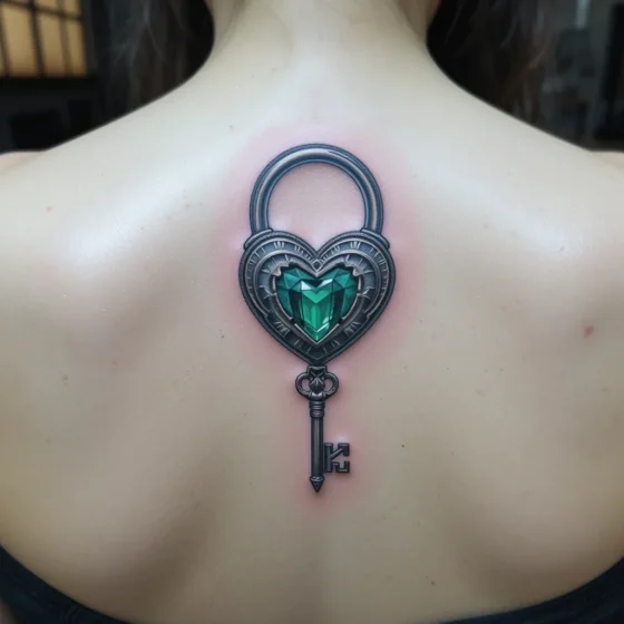 Emerald Lock and Key Tattoo