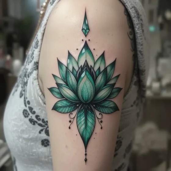 Emerald Lotus Tattoo