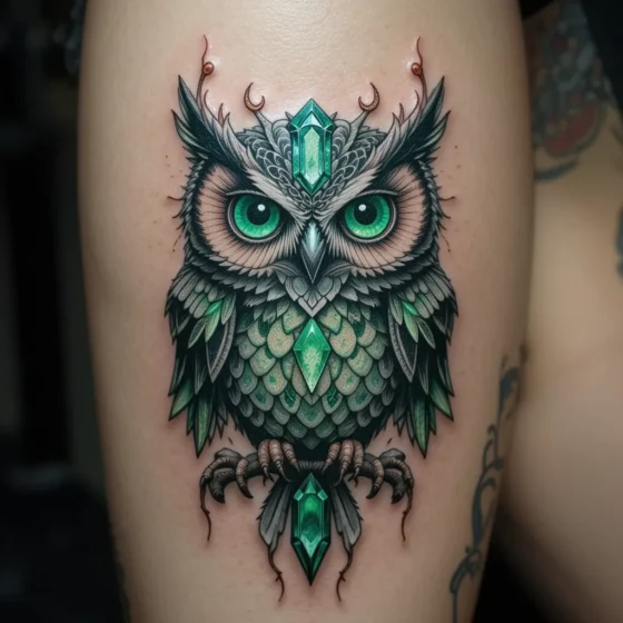 Emerald Owl Tattoo