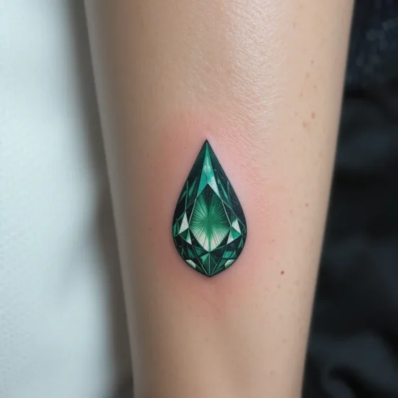 Emerald Teardrop Tattoo