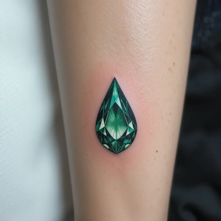 Emerald Teardrop Tattoo