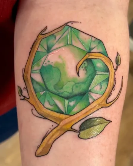 Emerald Watercolor Tattoo
