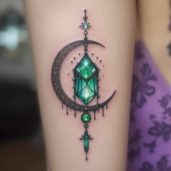 Emerald and Moon Tattoo