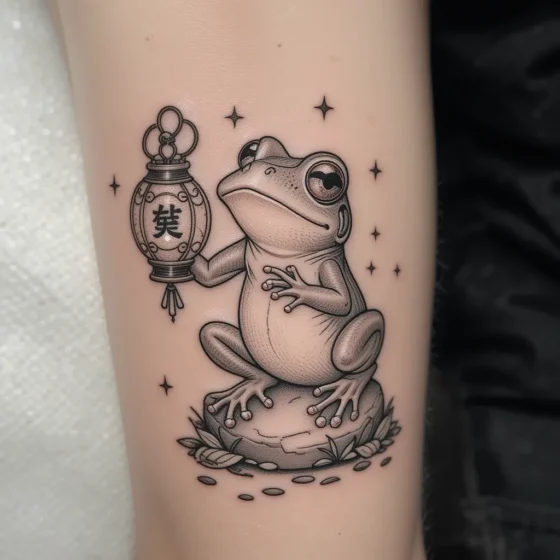 Frog With Lantern Tattoo