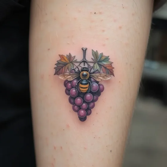 Grape Cluster with Honeybee