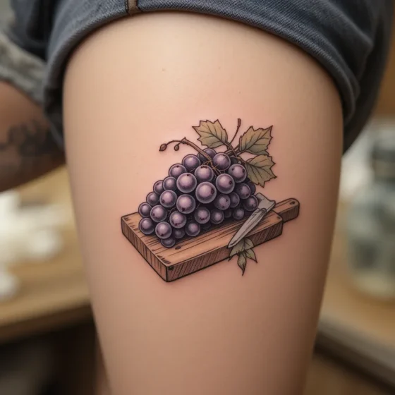 Grapes on a Cutting Board