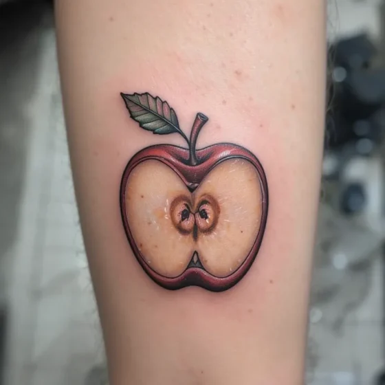 Half Apple with Seeds Exposed