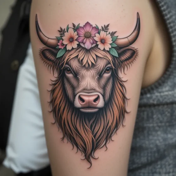 Highland Cow with Floral Crown