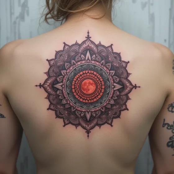 Mandala Red Moon Tattoo