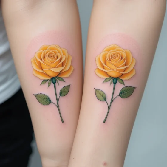 Matching Yellow Rose Tattoos