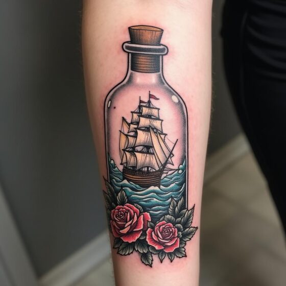 Neo Traditional Ship in a Bottle