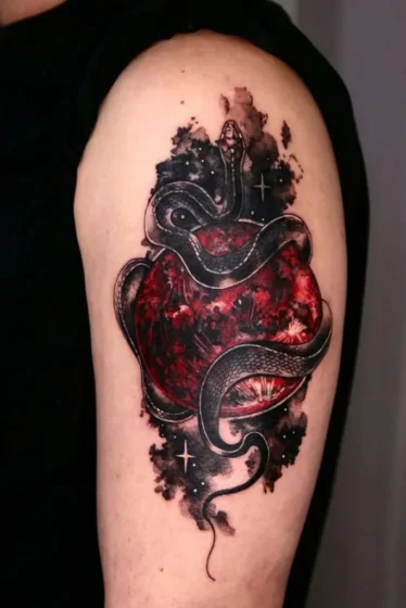 Red Moon with Snake