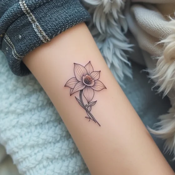 Single Line Daffodil Outline
