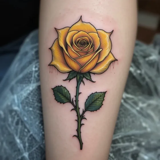 Single Yellow Rose with Thorns