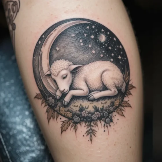 Sleeping Sheep on a Crescent Moon
