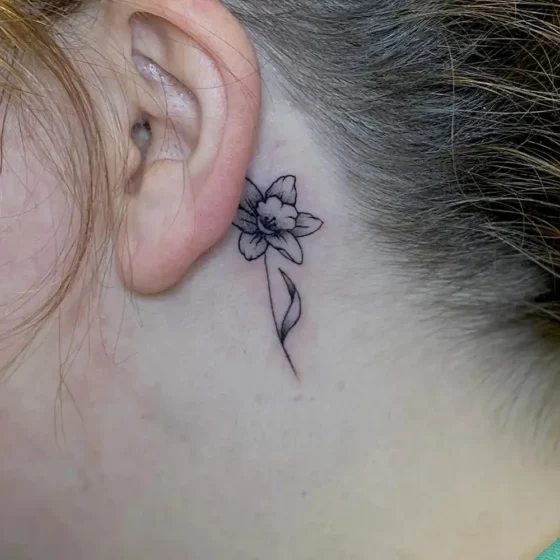 Tiny Daffodil Behind the Ear