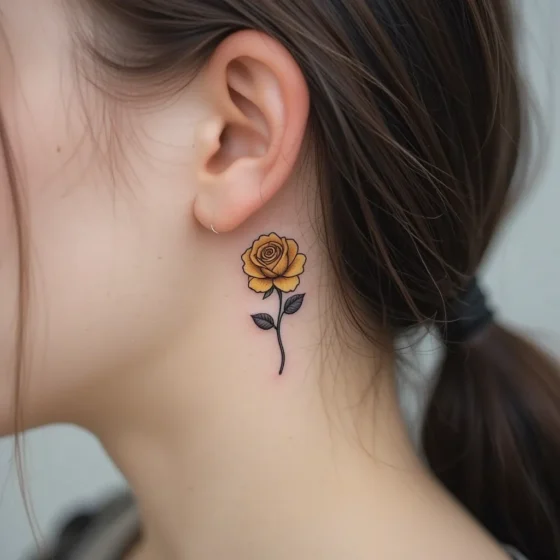 Tiny Yellow Rose Behind the Ear