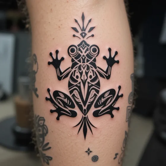 Traditional Tribal Frog Tattoo