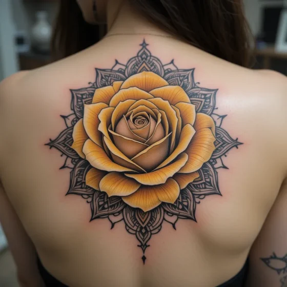 Yellow Rose with Mandala
