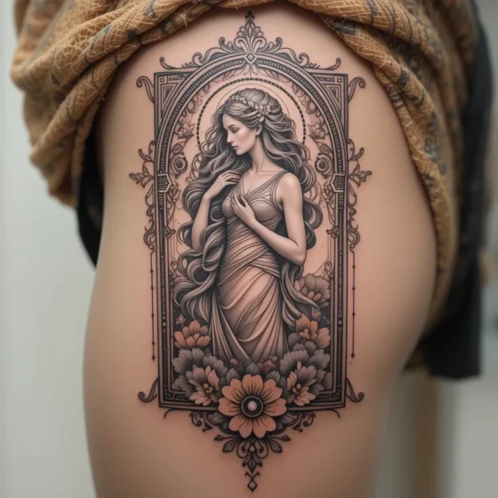 Art Nouveau Frame with Goddess