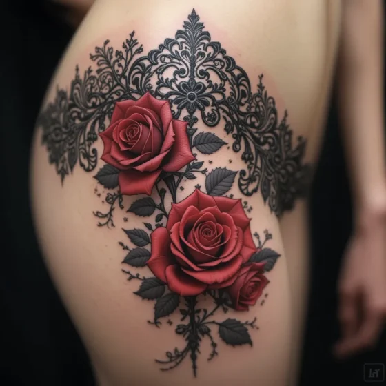 Gothic Lace with Red Roses