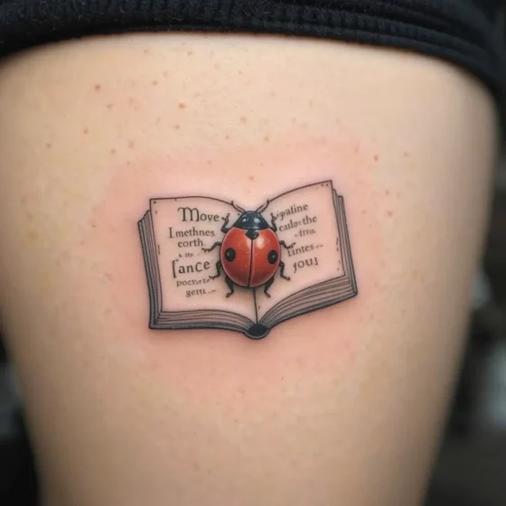 Ladybug on a Book Page