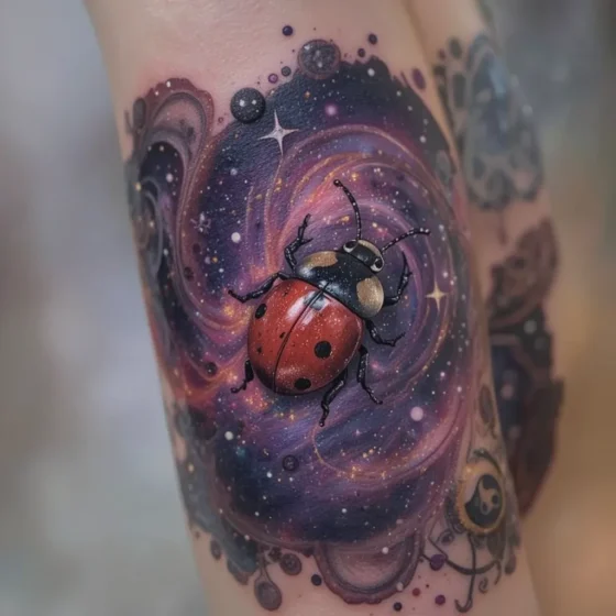 Ladybug with Galaxy Background