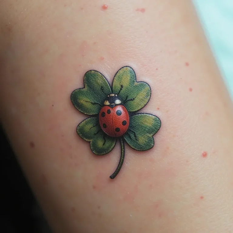 Lucky Ladybug with Four-Leaf Clover