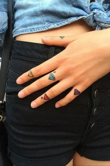 Minimal Ruby Finger Tattoo