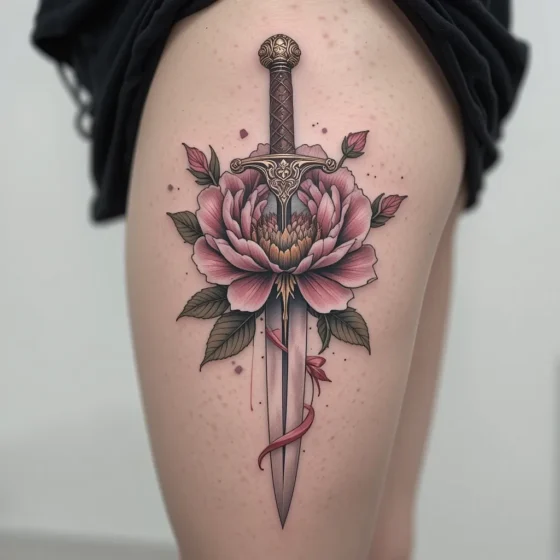 Ornamental Dagger Through Peony