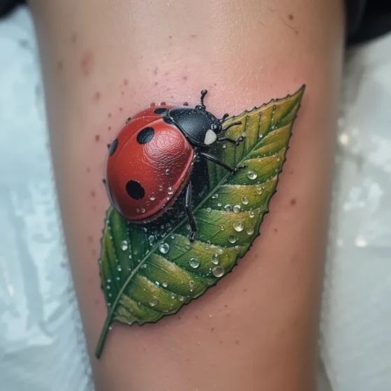 Realistic Ladybug on a Leaf