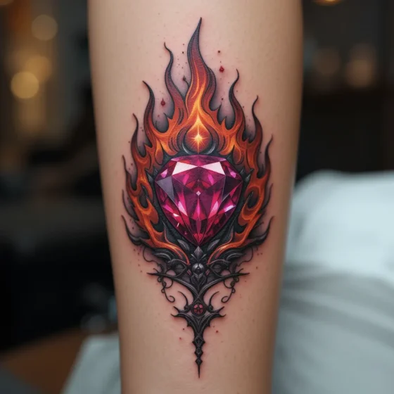 Ruby with Flames Tattoo