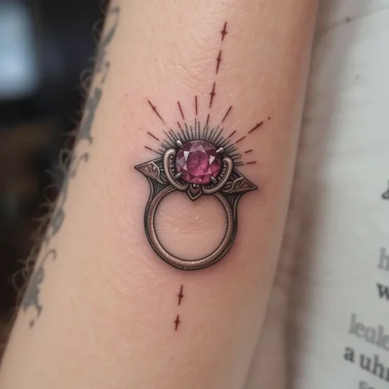 Vintage Ruby Ring Tattoo