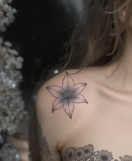 Classic White Lily in Black and Grey