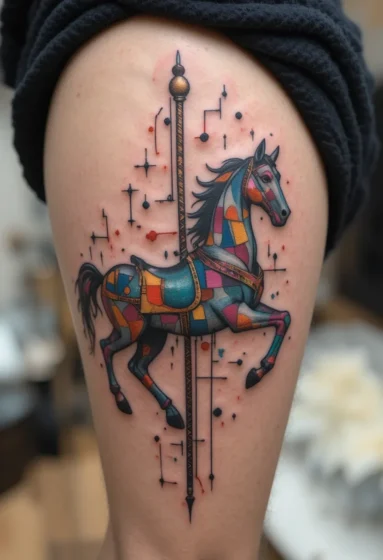 Abstract Carousel Horse Tattoo
