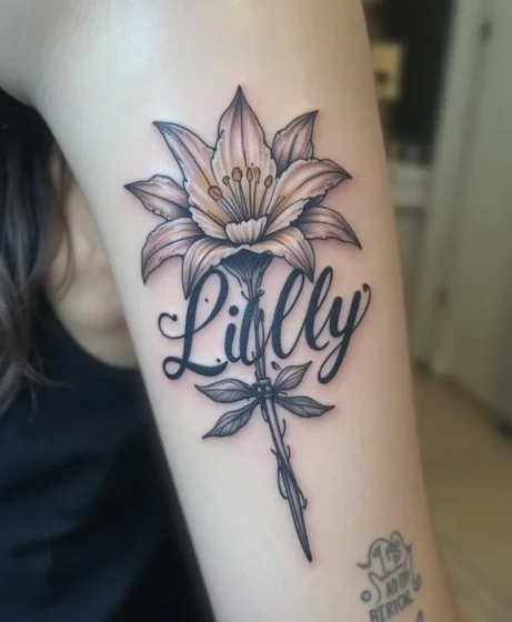 Blooming Lily with Script