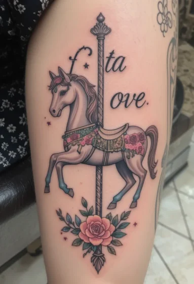 Carousel Horse with Floral Details