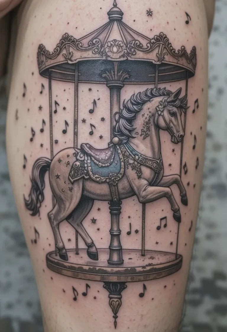 Carousel Horse with Music Notes