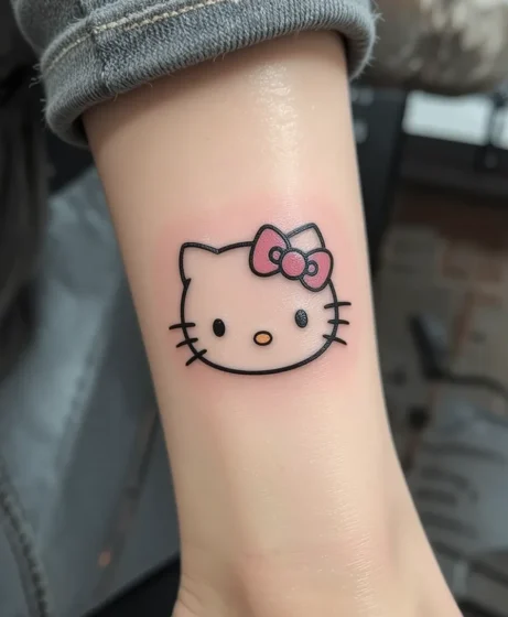 Classic Hello Kitty Face Tattoo