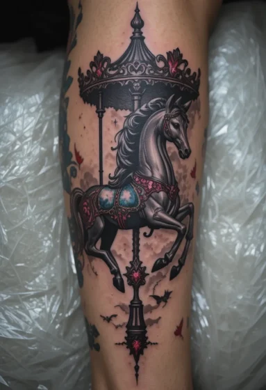 Dark Fantasy Carousel Horse Tattoo