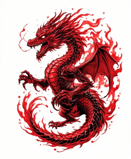 Fiery Red and Black Draken