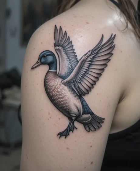 Flying Duck in Motion