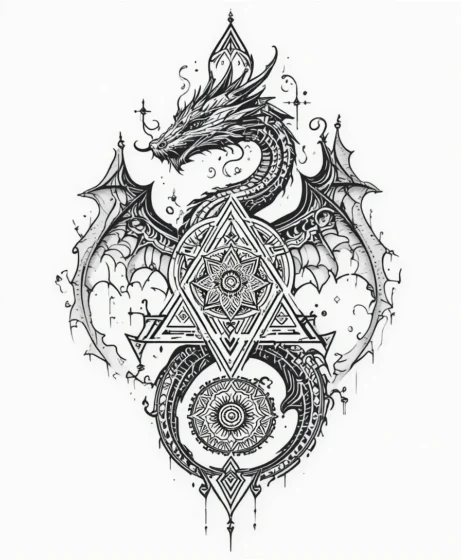 Geometric Draken Tattoo