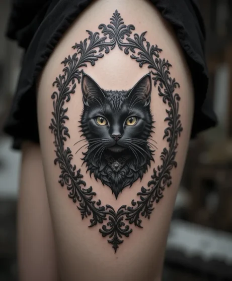 Gothic Cat with Lace Details