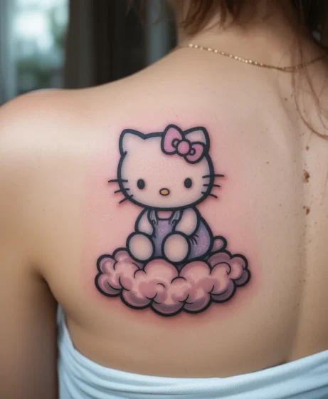 Hello Kitty Sitting on a Cloud