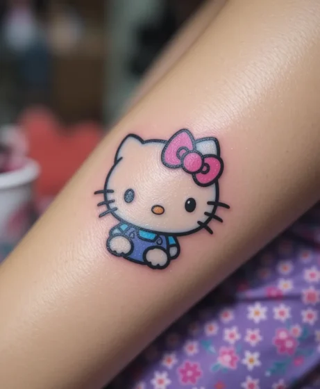 Hello Kitty Sticker-Style Tattoo