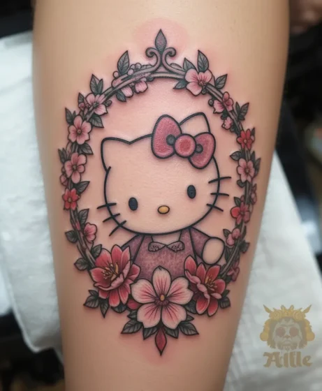 Hello Kitty With Floral Frame