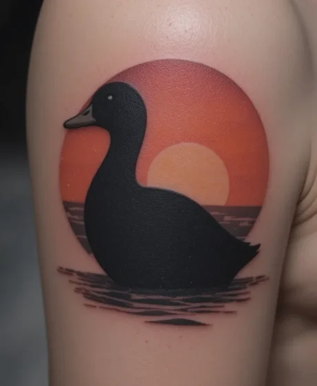 Silhouette Duck at Sunset